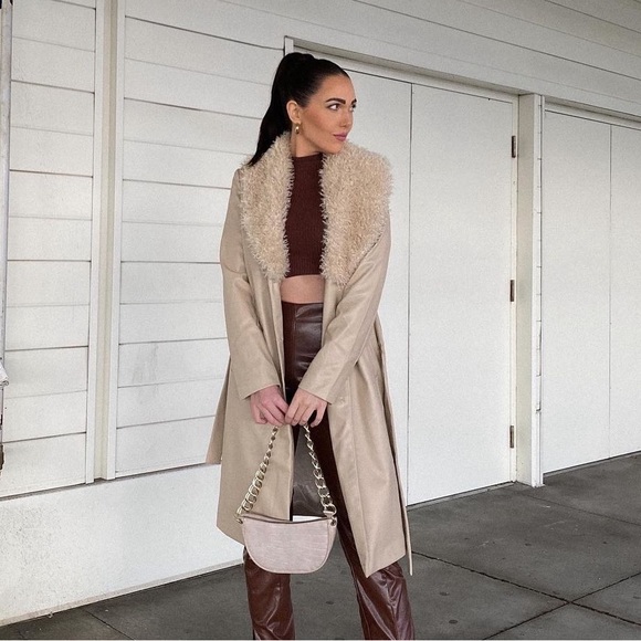 Tezza x Noize Original Vegan Faux Leather Faux Fur Coat Jacket - Picture 1 of 2